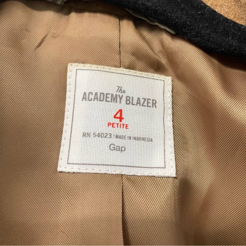 GAP Academy Blazer Camel Brown Wool Blend Size 4 Petite - Picture 4 of 5